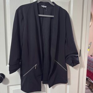 Maurices Black Open-Front Blazer with Zip Pockets